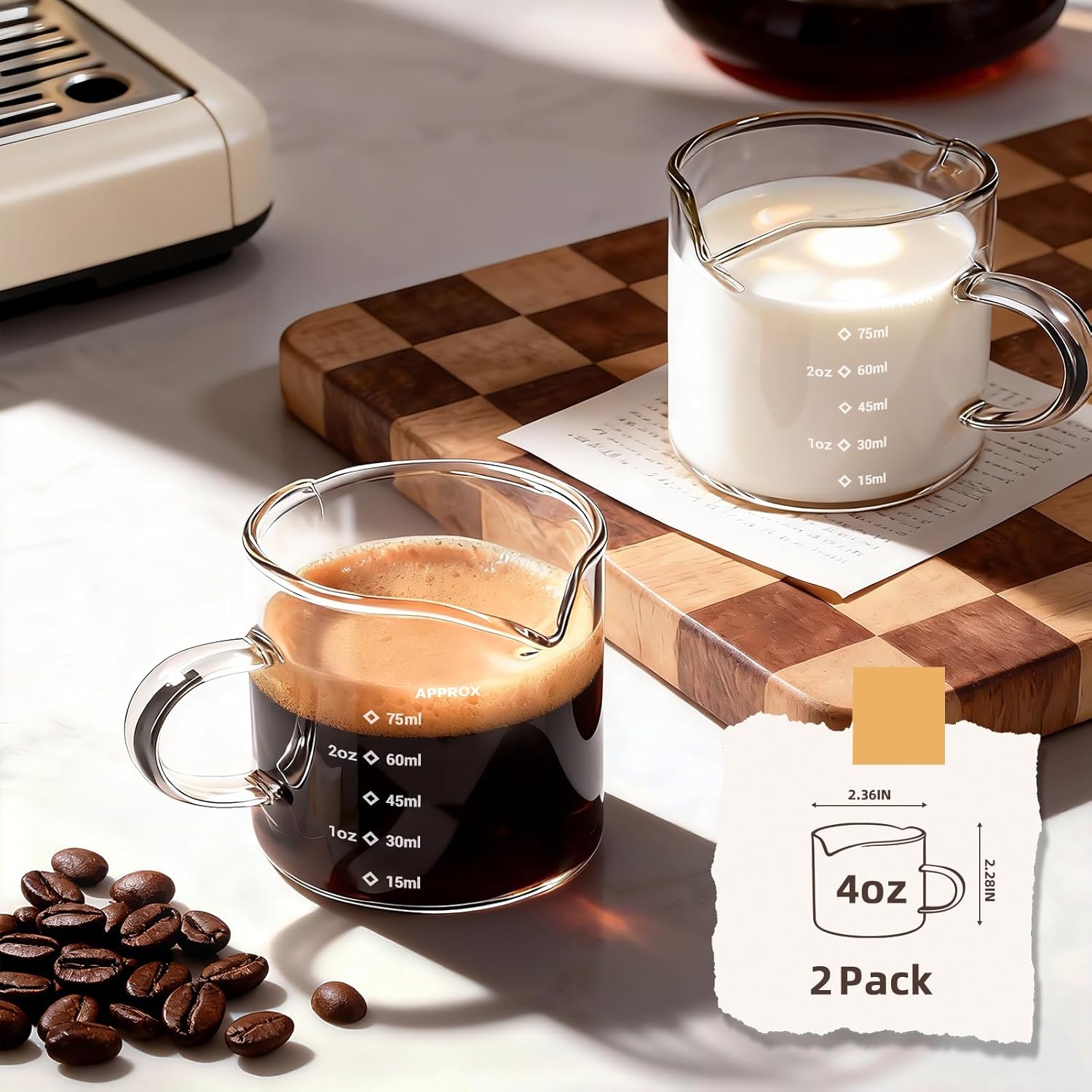 1/2 tazas de café expreso de 4 - Espresso Shot Glass reseña y precio